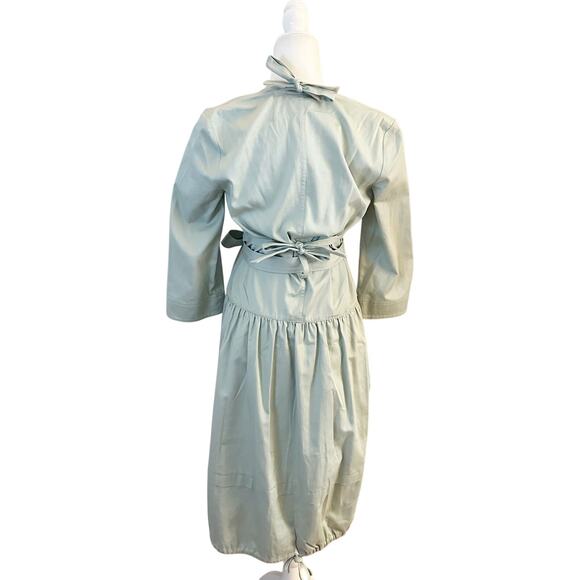 Tibi Harrison Eco Cotton V Neck Midi Dress 00 Green NWT - Picture 5 of 13